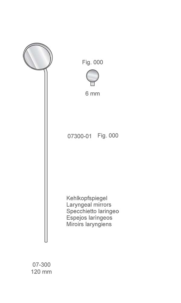 Mirrors and handles , Laryngeal mirrors Fig. 000