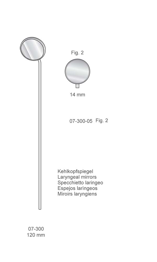 Mirrors and handles , Laryngeal mirrors Fig. 2