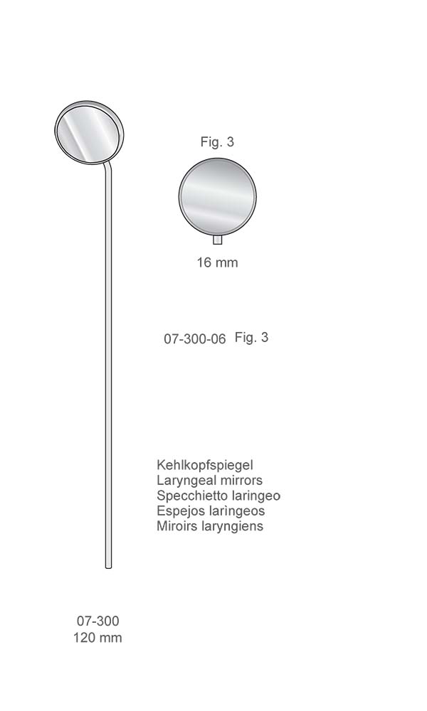 Mirrors and handles , Laryngeal mirrors Fig. 3