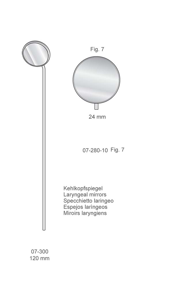 Mirrors and handles , Laryngeal mirrors Fig. 7