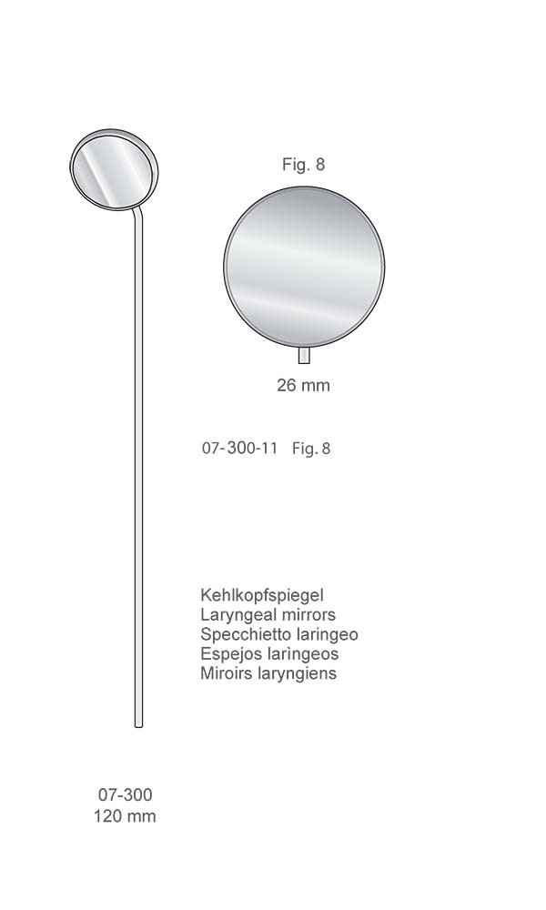 Mirrors and handles , Laryngeal mirrors Fig. 8