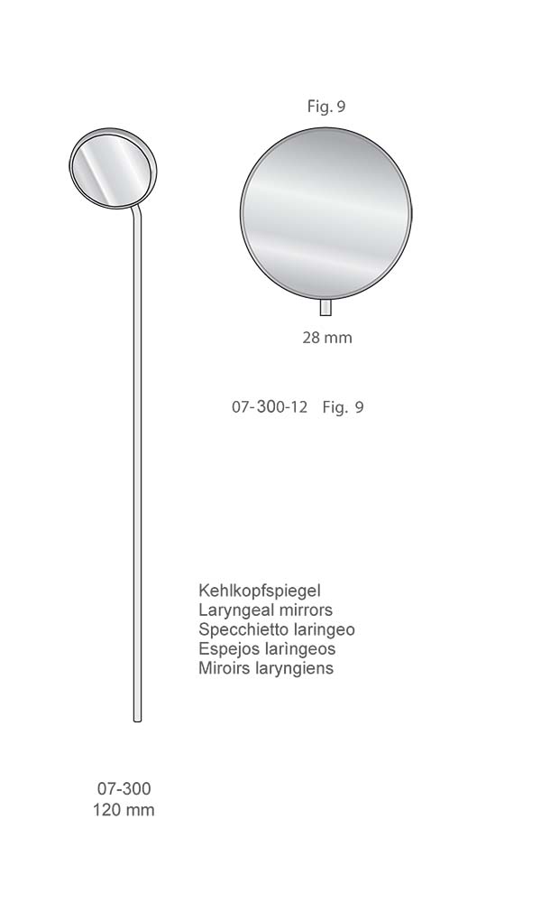 Mirrors and handles , Laryngeal mirrors Fig. 9