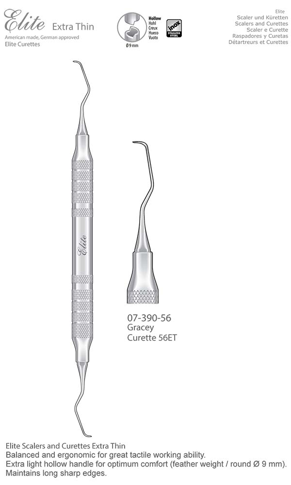 Scalers and Curettes , Gracey , Curette 56ET , Elite Extra Thin