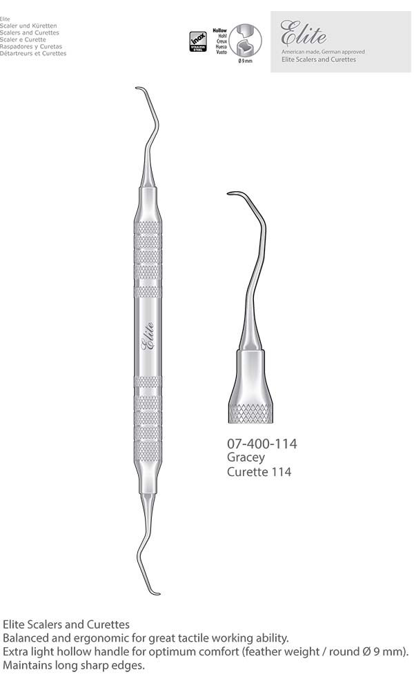 Scalers and Curettes, Gracey , Curette 114 , Elite Extra Thin