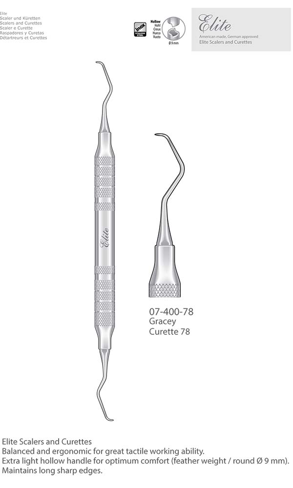 Scalers and Curettes, Gracey , Curette 78 , Elite Extra Thin