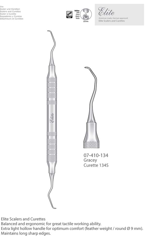 Scalers and Curettes, Gracey , Curette 134S , Elite Extra Thin