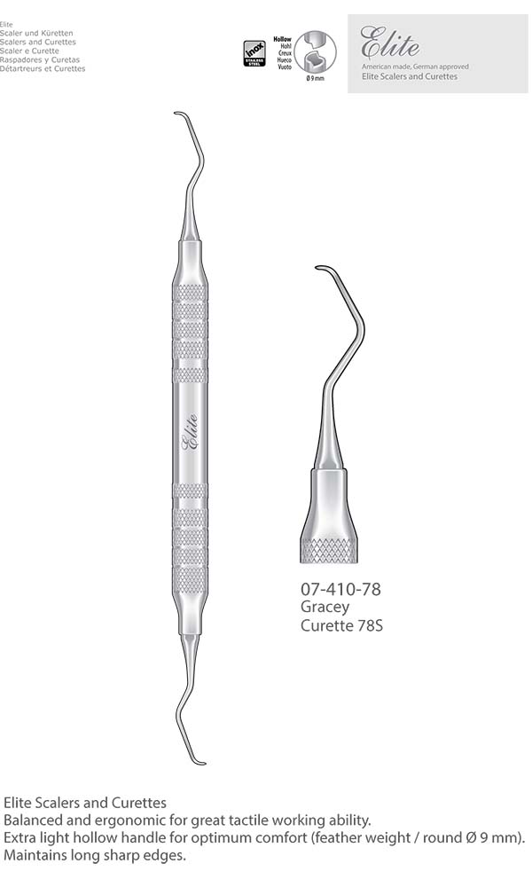 Scalers and Curettes, Gracey , Curette 78S , Elite Extra Thin