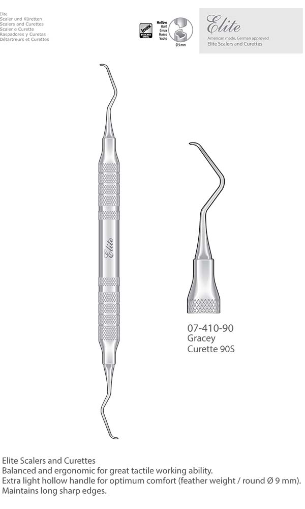 Scalers and Curettes, Gracey , Curette 90S , Elite Extra Thin