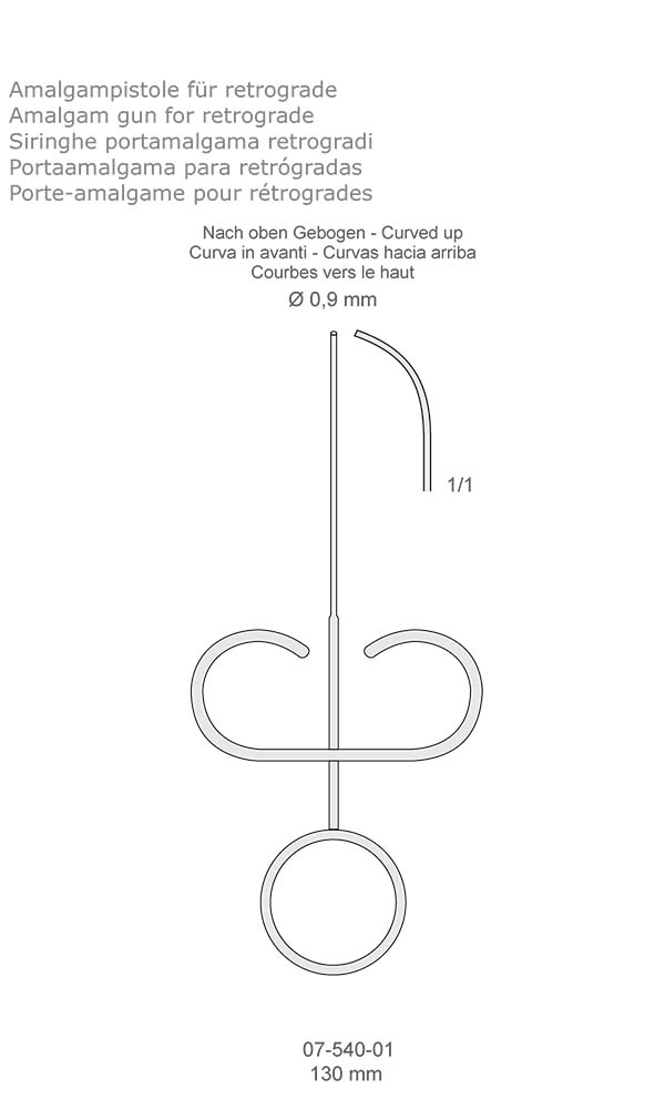 Amalgam gun for retrograde , Curved up