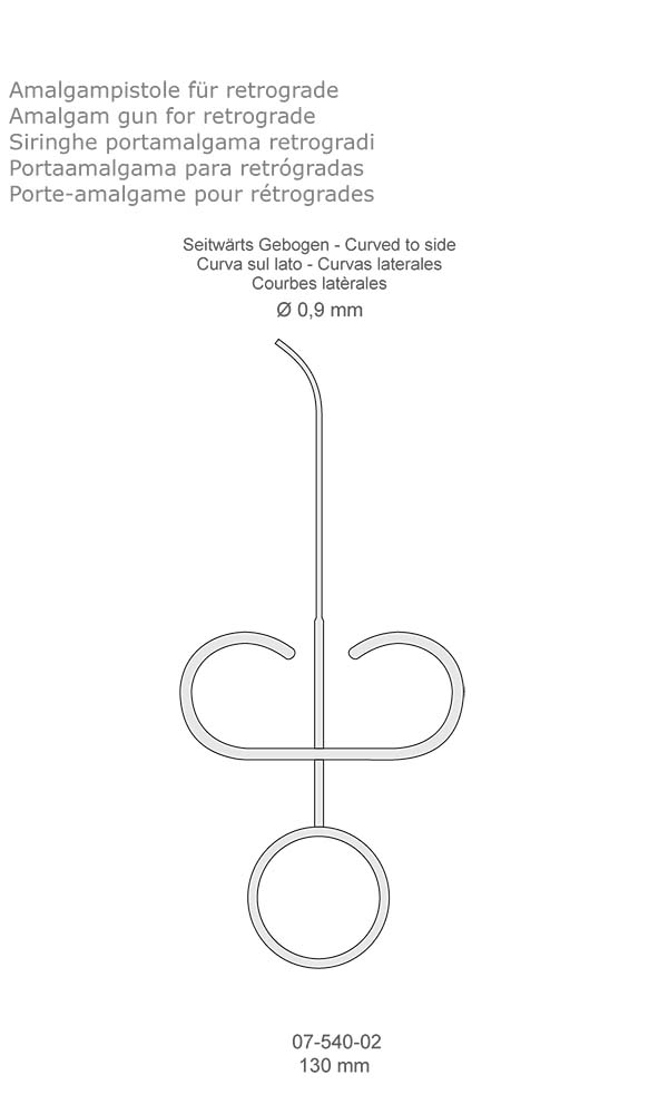 Amalgam gun for retrograde , Curved to side