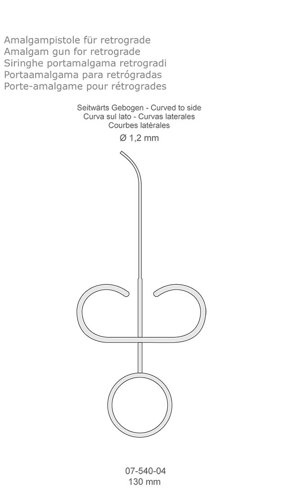 Amalgam gun for retrograde , Curved to side