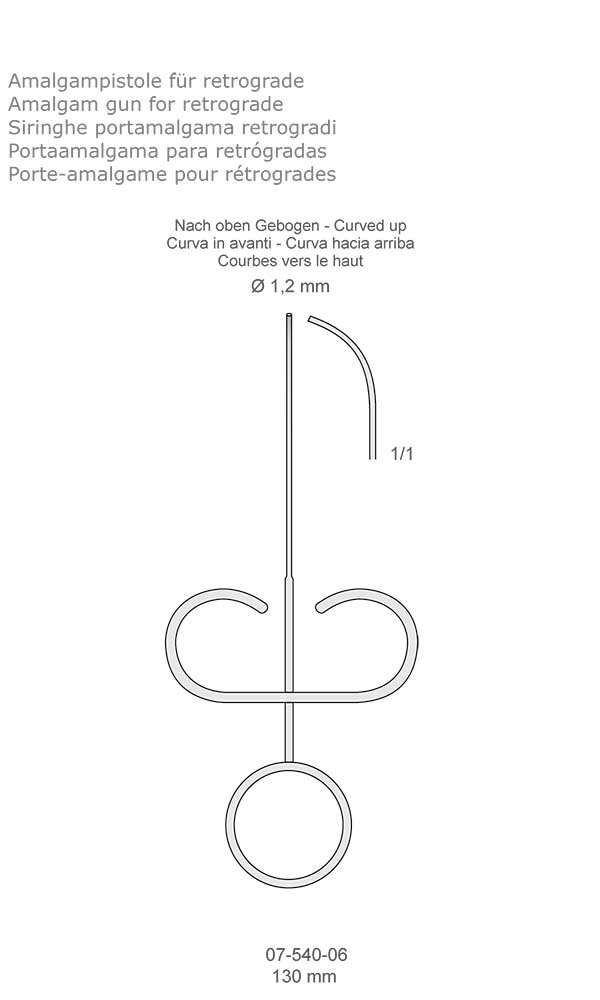 Amalgam gun for retrograde , Curved up