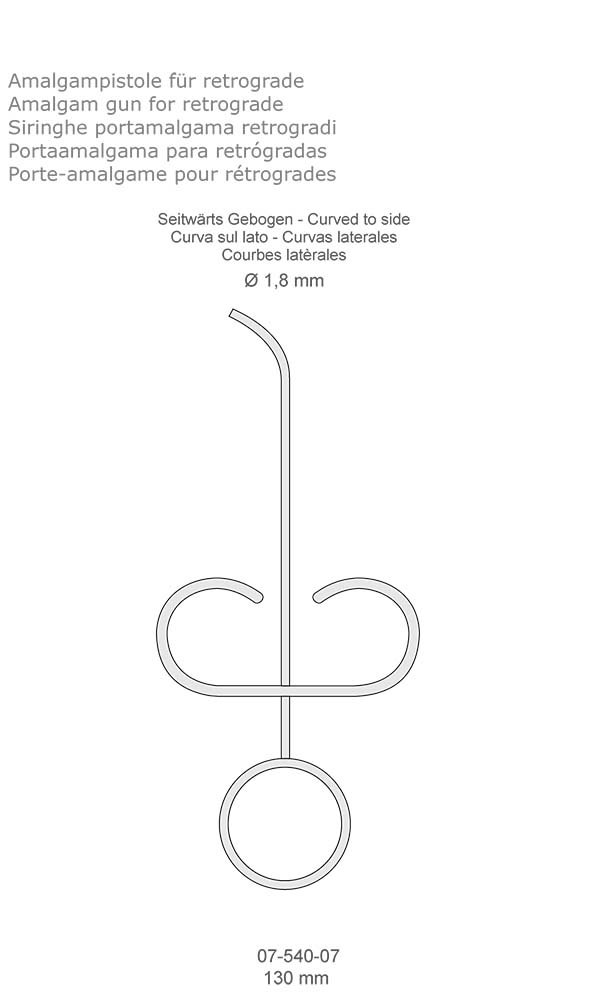 Amalgam gun for retrograde , Curved to side