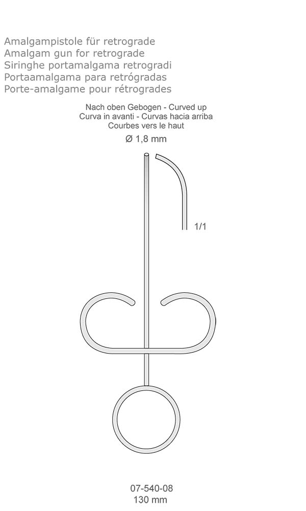 Amalgam gun for retrograde , Curved up