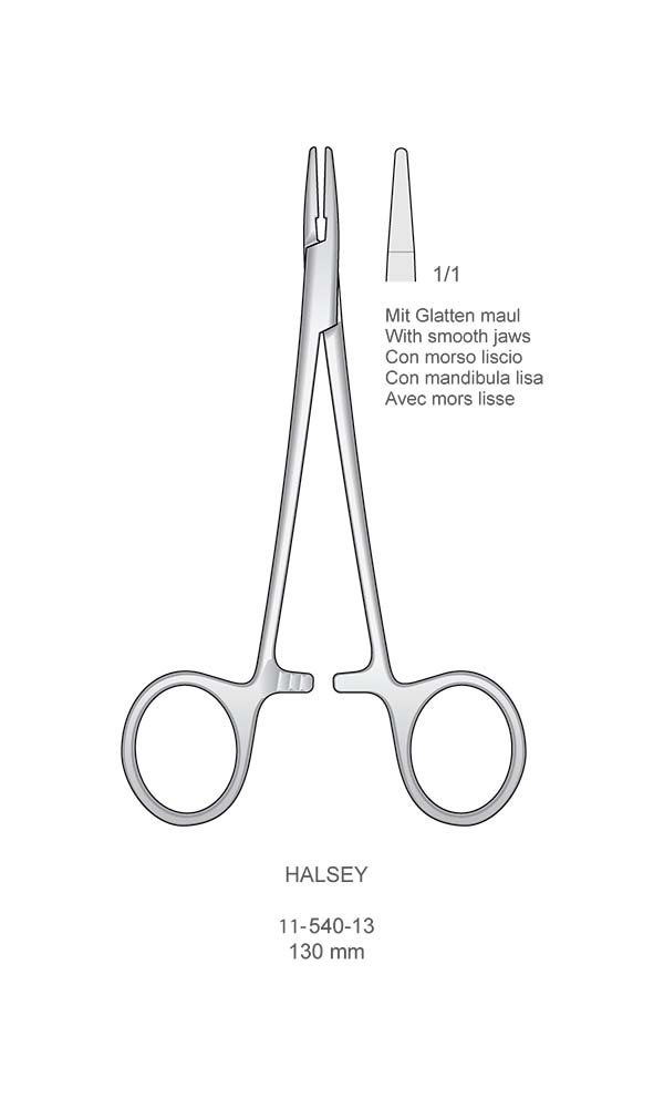Needle Holders , HALSEY , With smooth jaws