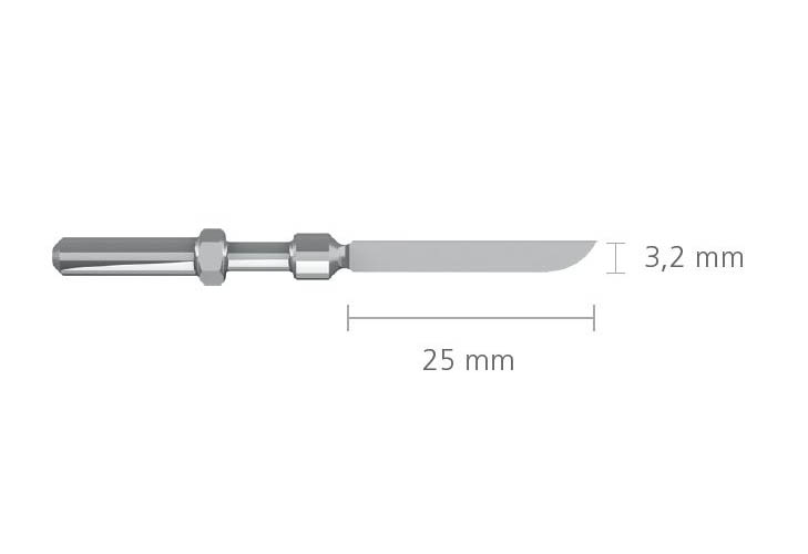 Knife electrode cutting edge sideways