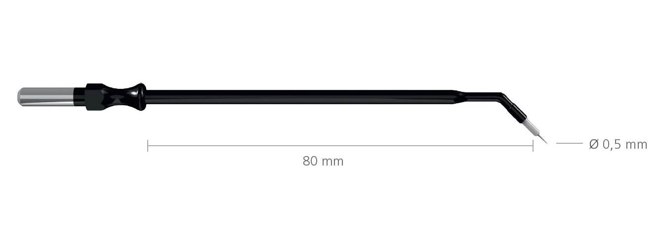 Tungsten long electrode, angular, with teflon insulation