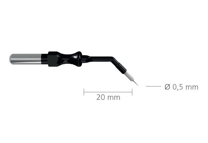 Tungsten electrode, angular, with ceramic insulation